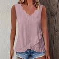 thumbnail image 2 of Ashirexll Sleeveless Tops for Women, Summer Tops for Women, Splicing V-Neck Hem Ruffle Lace Tank Casual Loose Blouse, 2 of 6