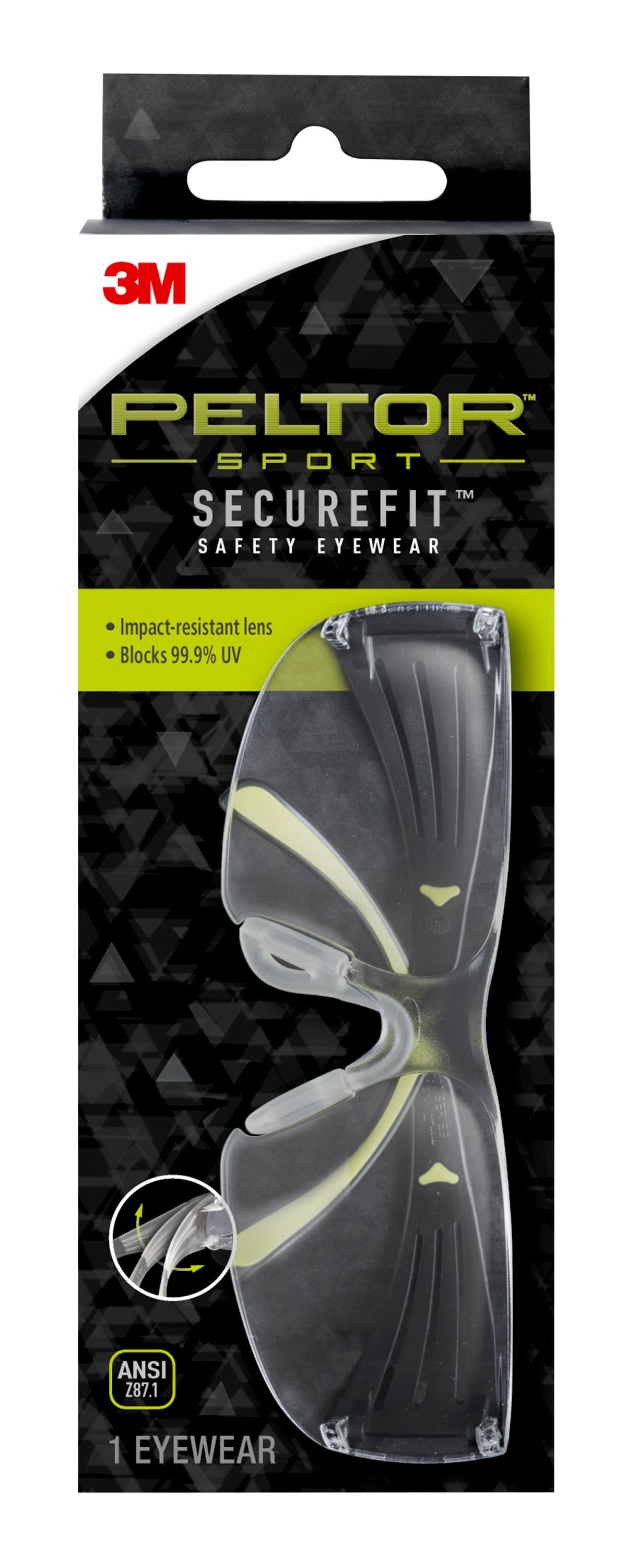 Peltor Sport SecureFit Safety Eyewear SF400-PC-8 Clear/AF Lens 
