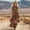 Brown, variant on Qulqfy Plus Size Wedding Guest Dresses for Women Sleeveless Boho Maxi Corset Casual Ruffle Split Halter Brown Pleated Sundress M