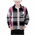 thumbnail image 2 of HAiming Boys Girls Plaid Shirt Coat Lapel Collar Button down Long Sleeve Spring Fall Trendy Jackets with Pocket, 2 of 3