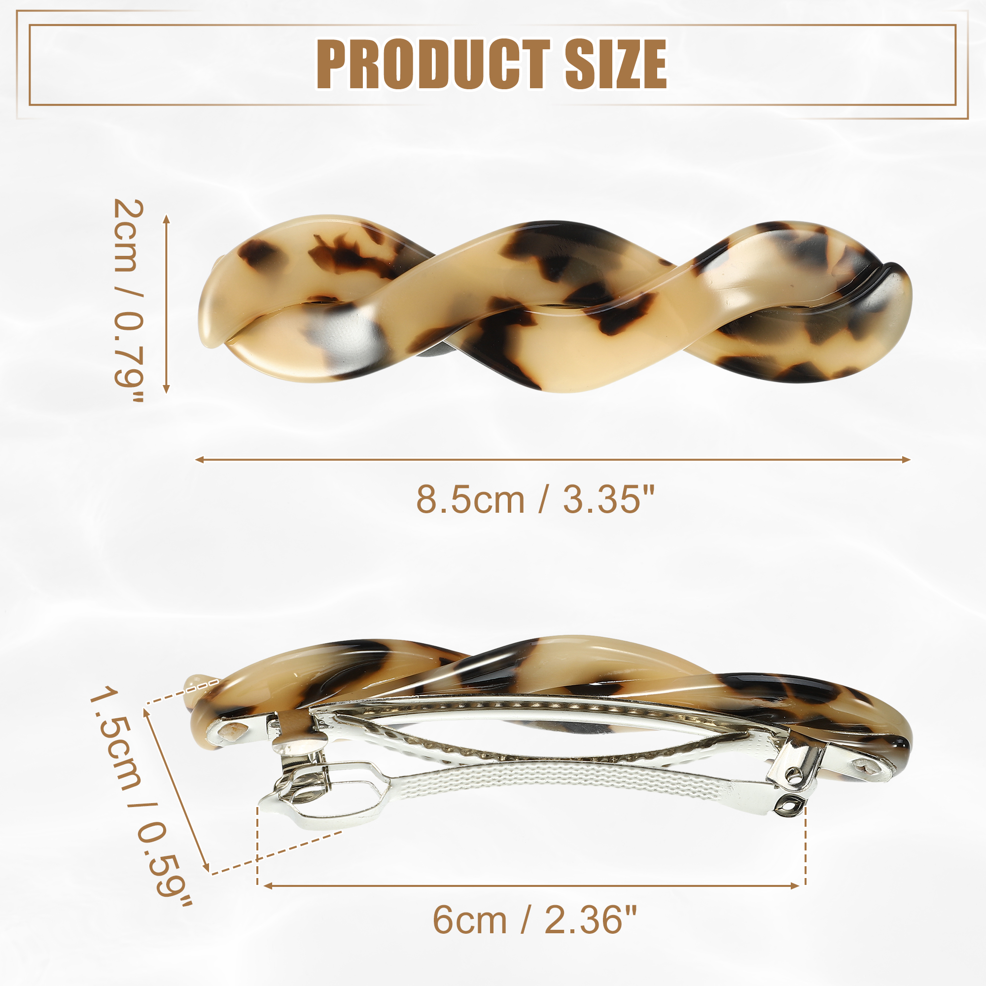 Unique Bargains 2Pcs Tortoise Shell Hair Barrettes Acetate Hair Accessories