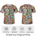 thumbnail image 3 of WHNBCW Novelty Men's Letters Printed T-Shirt Funny Graffiti Graphic Tee Shirt, 3 of 7