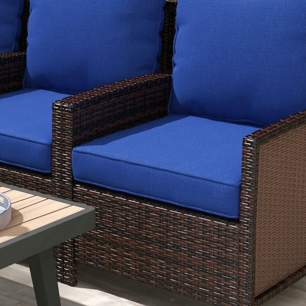 GVN Outdoor/Indoor Chair Pads, Seat Cushions,8 Patio Chair Cushions with Seat & Backrest, Fade Resistant Seat Replacement Cushion Set, Navy Blue