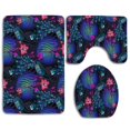 thumbnail image 1 of ABPHQTO Hermosas flores de pavo real azul Juego de alfombras de baño de 3 piezas Alfombra de baño Alfombra de contorno y tapa de inodoro ABPHQTO Cont-CHAPPLE-37828, 1 of 2