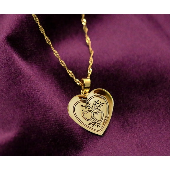 14k Bonded Gold with Locket Necklace, Best Christmas Unisex Gift for Women, Men Mother, Father, Girlfriend, Boyfriend, Her, Him, Chain with Locket Charm by Artisan Jeweler