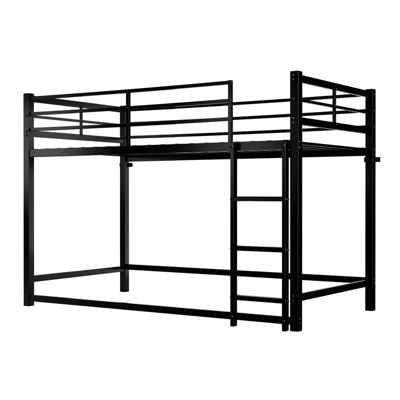 Twin Over Twin Metal Bunk Bed with Ladder, Full-Length Guardrails, Under-Bed Storage Space, Sturdy Steel Frame, Noise-Reducing Design, No Box Spring Needed