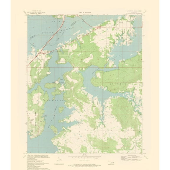 Topographical Map - Longtown Oklahoma Quad - USGS 1971 - 23 x 26.31 - Vintage Wall Art