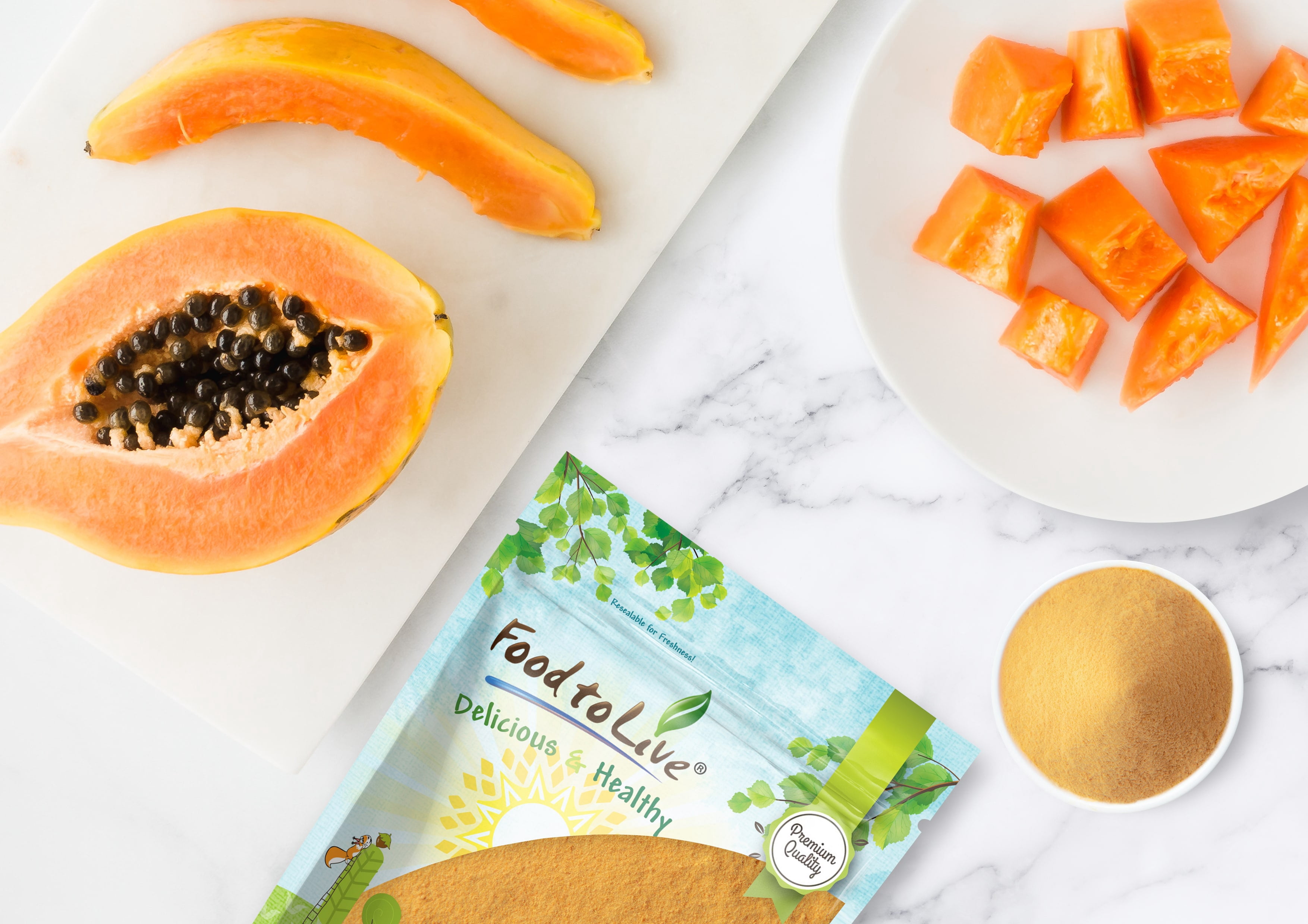 Papaya Powder, 0.75 Pounds  Raw, Kosher, Vegan  by Food to Live