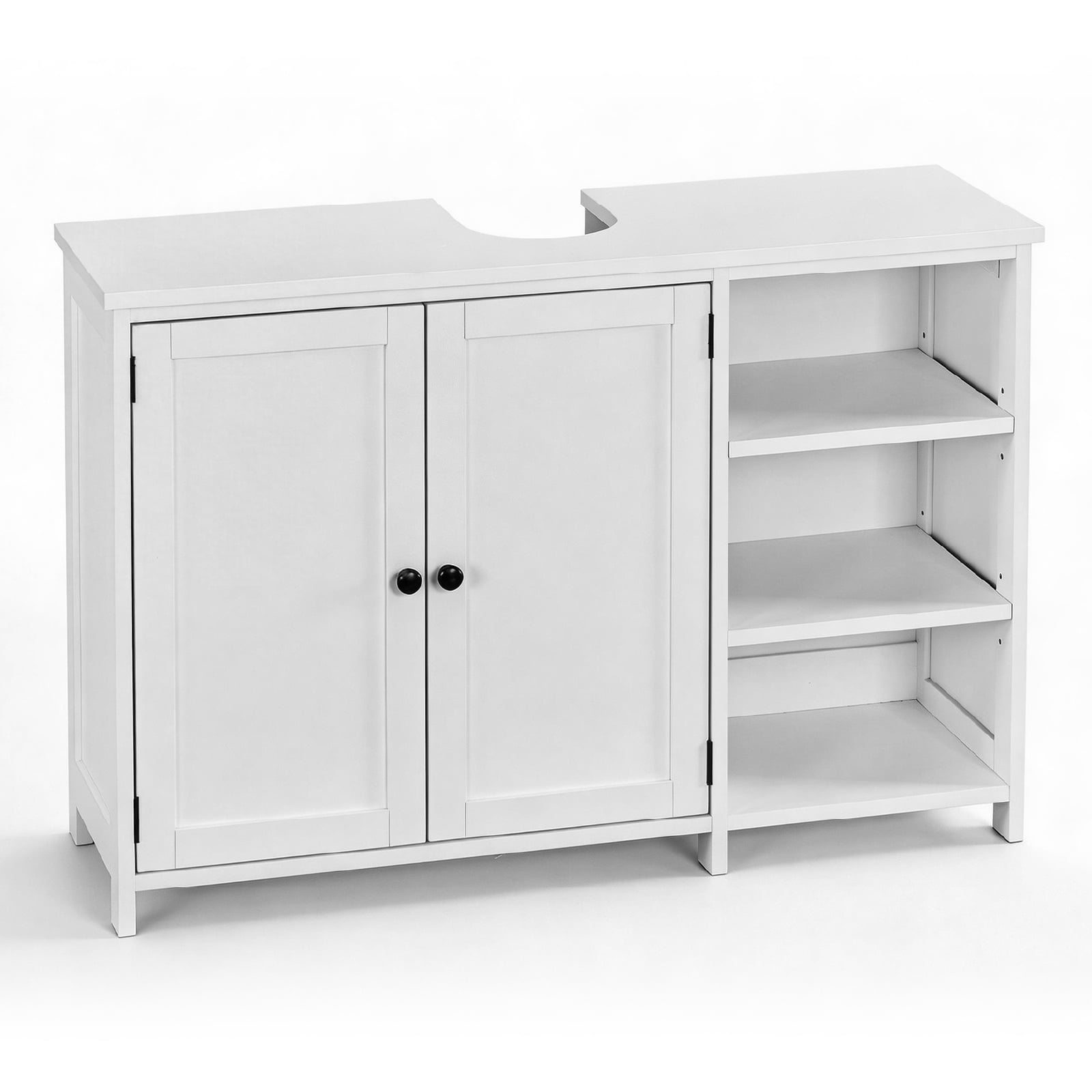Ktaxon Bathroom Vanity Under Sink Pedestal with Two Doors and Three Adjustable - height Shelves, White