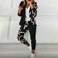 thumbnail image 2 of ICHUANYI Womens Trendy 2 Piece Casual Colorblock Suits Set Business Office One Button Blazer Drawstring Pencil Pant Fall Winter Outfits 2023, 2 of 7