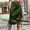 thumbnail image 2 of fatyb Cargo Skirts for Women Fashion High Waist Midi Denim Skirts Street Style Long Denim Skirt, 2 of 5