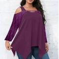 thumbnail image 3 of Scyoekwg Plus Size Tunic Tops for Women Round Neck Sequin Irregular Hem Blouse Top Long Sleeve Tops for Women Trendy Tshirt Loose Solid Color Dressy Casual Blouses (Purple,XXXXXL), 3 of 7