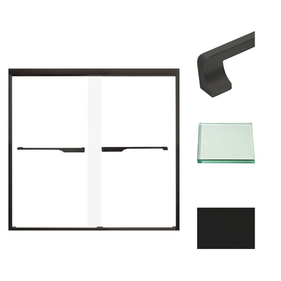 Transolid FBPT605808C-J-MB 58" High X 59" Wide Bypass Frameless Shower Door - Black