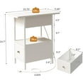 thumbnail image 3 of End Table with Charging Station, Narrow Side Table with Flip Top Cabinet and Fabric Drawer, Nightstand Bedside Tables for Small Spaces, Bedroom, Living Room, White, 3 of 7