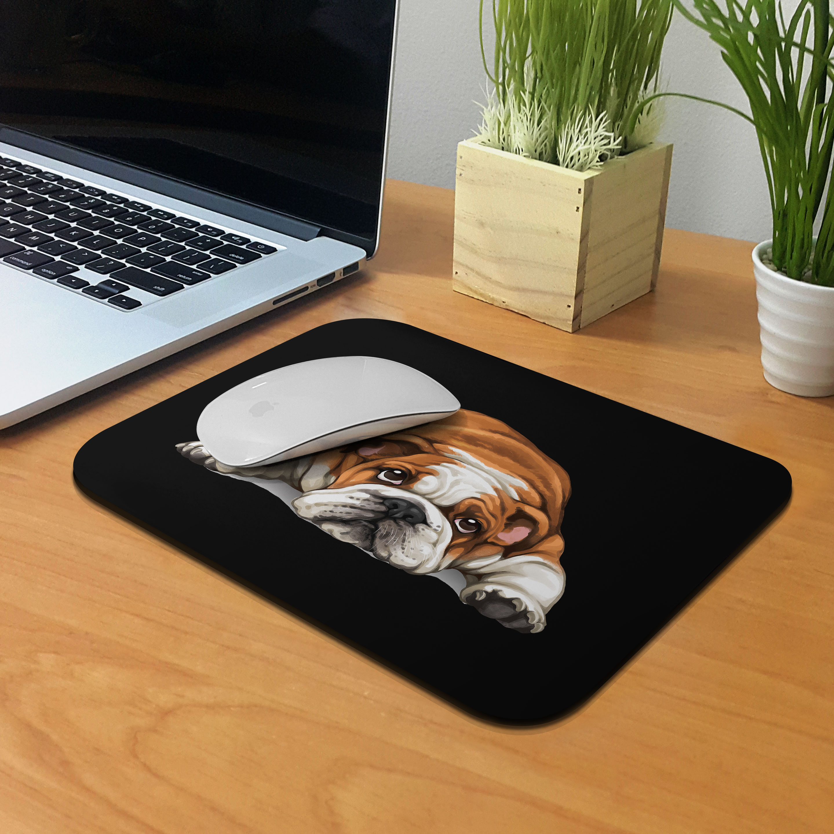 FINCIBO Rectangle Standard Mouse Pad, Non-Slip Mouse Pad for Home, Office, and Gaming Desk, English Bulldog Dog Lying Down Looking Up - image 5 of 5