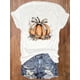 thumbnail image 1 of Women's Casual Pumpkin Print T-Shirt with Bow Detail - Crew Neck, Short Sleeve, Breathable Polyester - Perfect for Spring & Summer, 1 of 7