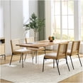 thumbnail image 5 of Mid-Century Modern Dining Chairs Set of 2, Beige Linen Upholstered Seat with Rattan Back and Metal Legs for Kitchen Dining Room, 5 of 10