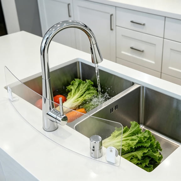 Tineasur Acrylic Suction Sink Splash Guard for Kitchen Transparent Waterproof Protector for Countertop and Faucet