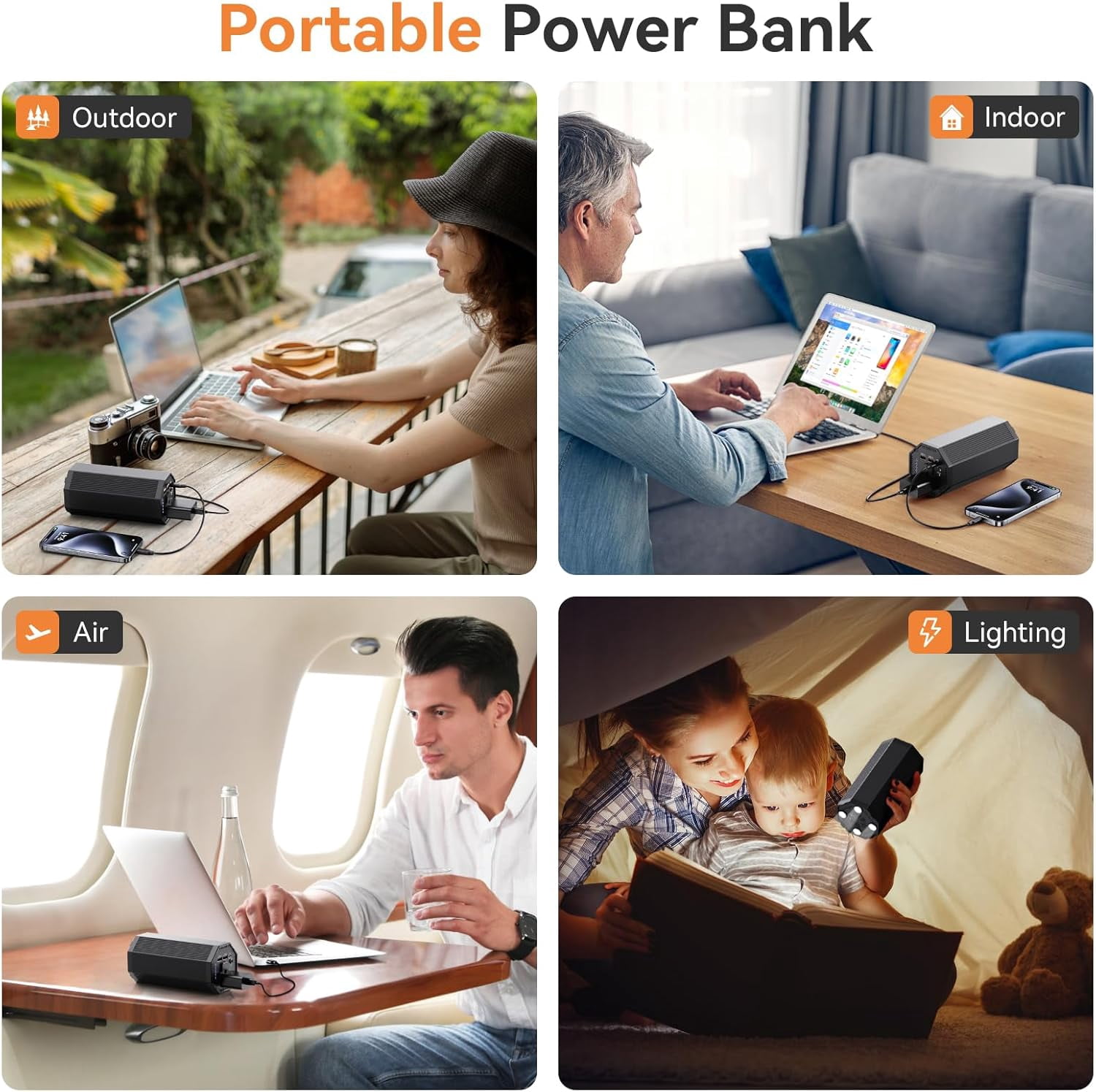 “PADJYYUSZ” P8 100W Portable Power Bank with AC Outlet - 27000mAh/98Wh, 65W PD Fast Charging, Laptop Power Bank for MacBook, HP, Notebooks, Camping, Travel & Emergency Use