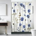 thumbnail image 2 of Blue Floral Shower Curtain, Watercolor Wild Flower Shower Curtain Set for Bathroom Spring Botanical Shower Curtain Set with Hooks, 60x72 Inch, 2 of 5