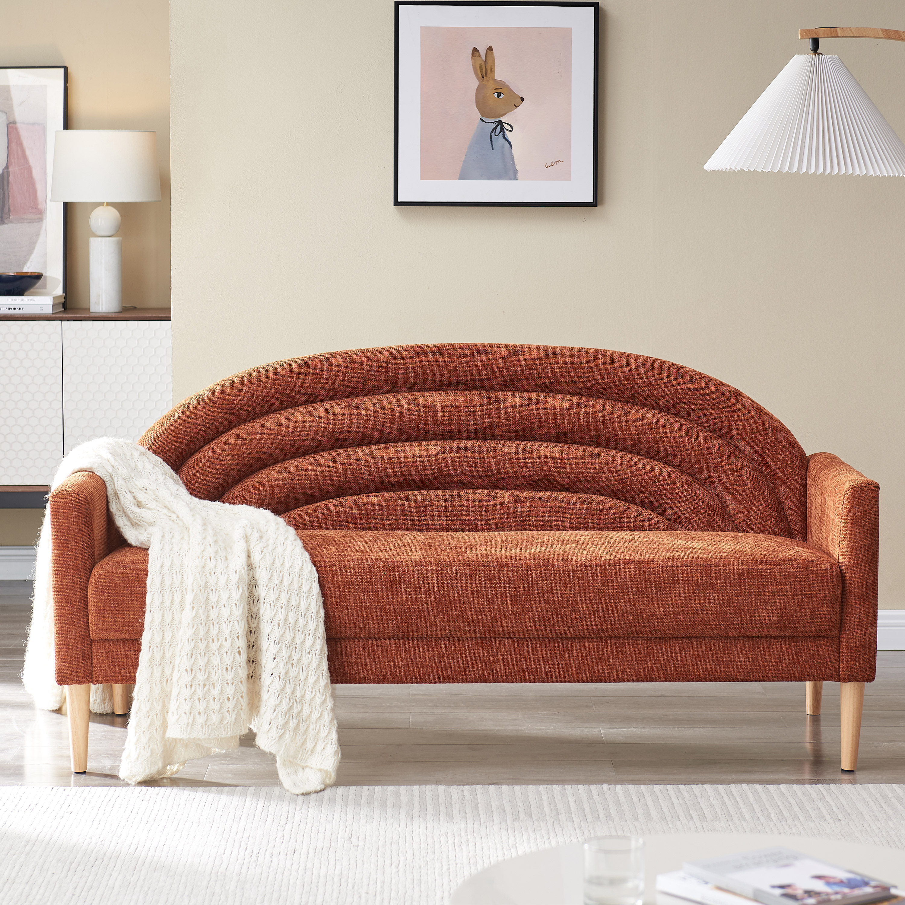 Upholstered Vibrant Rainbow Design, Premium Loveseat, Three-Seater Sofa, and Armchair for Stylish Living Space