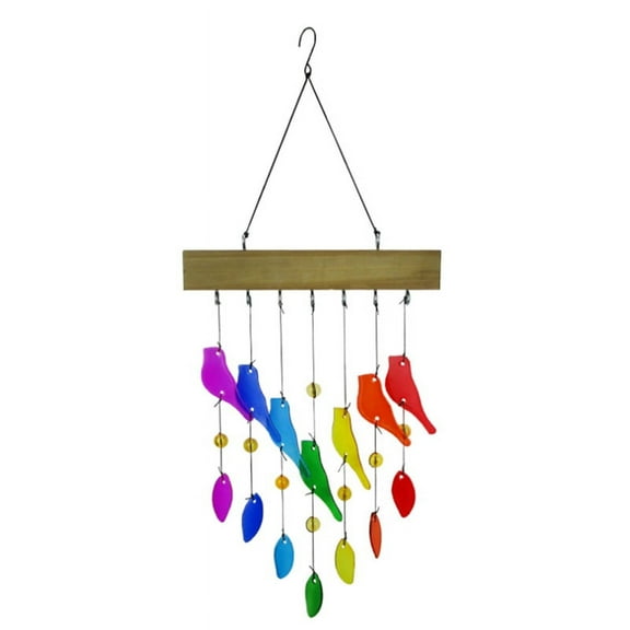 Handwork Crystal Glass & Driftwood Chimes, Birds Wind Chimes