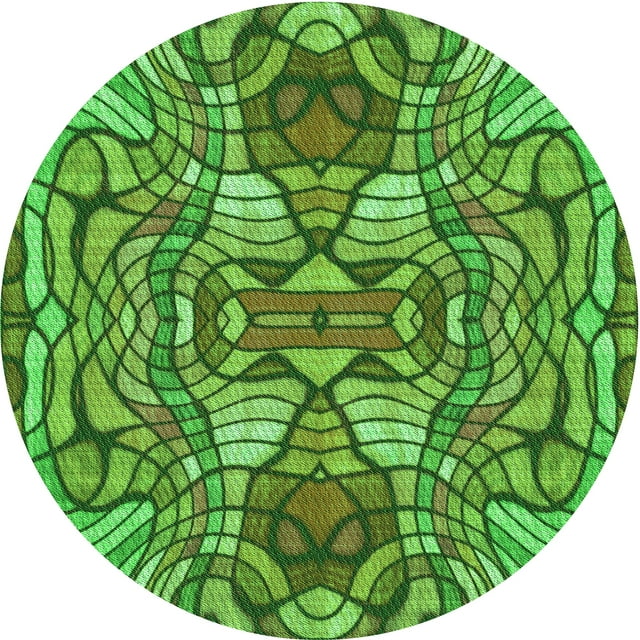 Ahgly Tapis de Zone Ronds d'Intérieur Transitionnels Verts, Lavables à la Machine Company, 5 Pieds Rond