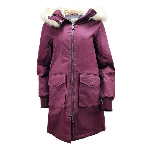 HoodLamb Women's Long Natural Hemp Hooded Parka 420, Aubergine, Medium