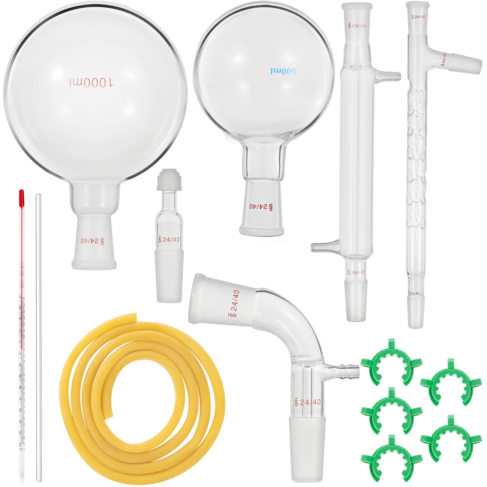 VEVOR Glass Organic Chemistry Kit 13pcs Distillation Kit 24/40 Joints