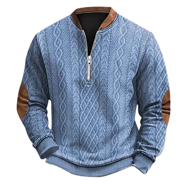 2024 Automne Hiver Mode Homme Décontracté Imprimé Numérique 3D Demi-Fermeture à Glissière Col Rond Chandail en Molleton Sans Capuche Imitation Tricoté Tissu Confortable