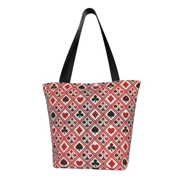 Fotbe Poker Bolsa de Playa con Estampado, Bolsa de Hombro, Bolsa de Mano Espaciosa, Bolsa de Viaje Ligera, Bolsa de Compras Versátil