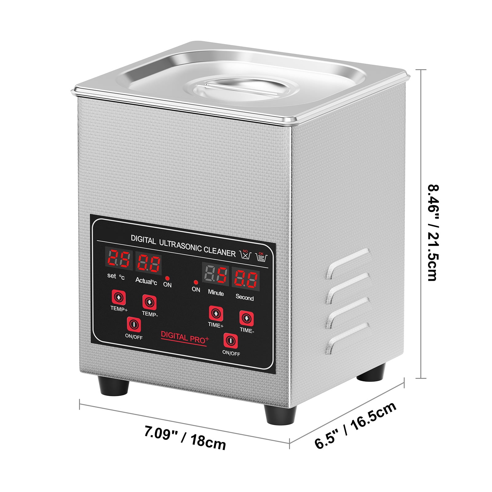 KFFKFF Sonic Cleaning Device, 1.3L Professional 50W Cleaning Apparatus with Timer & Heating Function, 40kHz Digital Sonic Cleaner with Basket for Timepieces, Eyewear, Jewelry, Dental Appliances