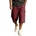thumbnail image 2 of Zimjoy Men's Below Knee Length Cargo Shorts Elastic Drawstring Capri Bermuda Loose Fit Casual Streetwear Walking Utility Shorts with Multi Pockets Wine S, 2 of 7