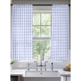 thumbnail image 2 of Blue Grid Sheer Curtains 72 Inch Length 2 Panels Set, Checkered Plaid Gingham Lattice Trellis Print Voile Window Treatment Rod Pocket Curtains Sheers Drapes for Bedroom/Living Room/Kitchen 52"x72"x2, 2 of 7