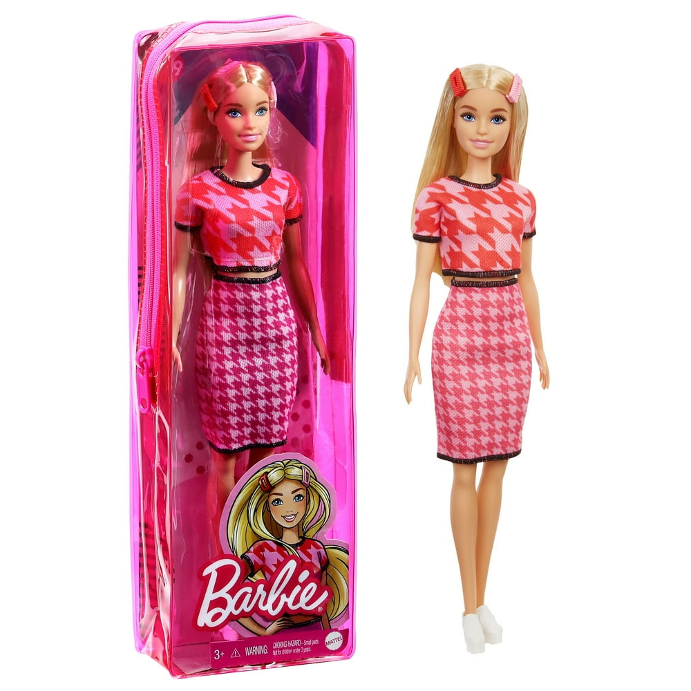 Barbie Fashionista Doll 169 with Blonde Hair, Pink and Red Hair Clips