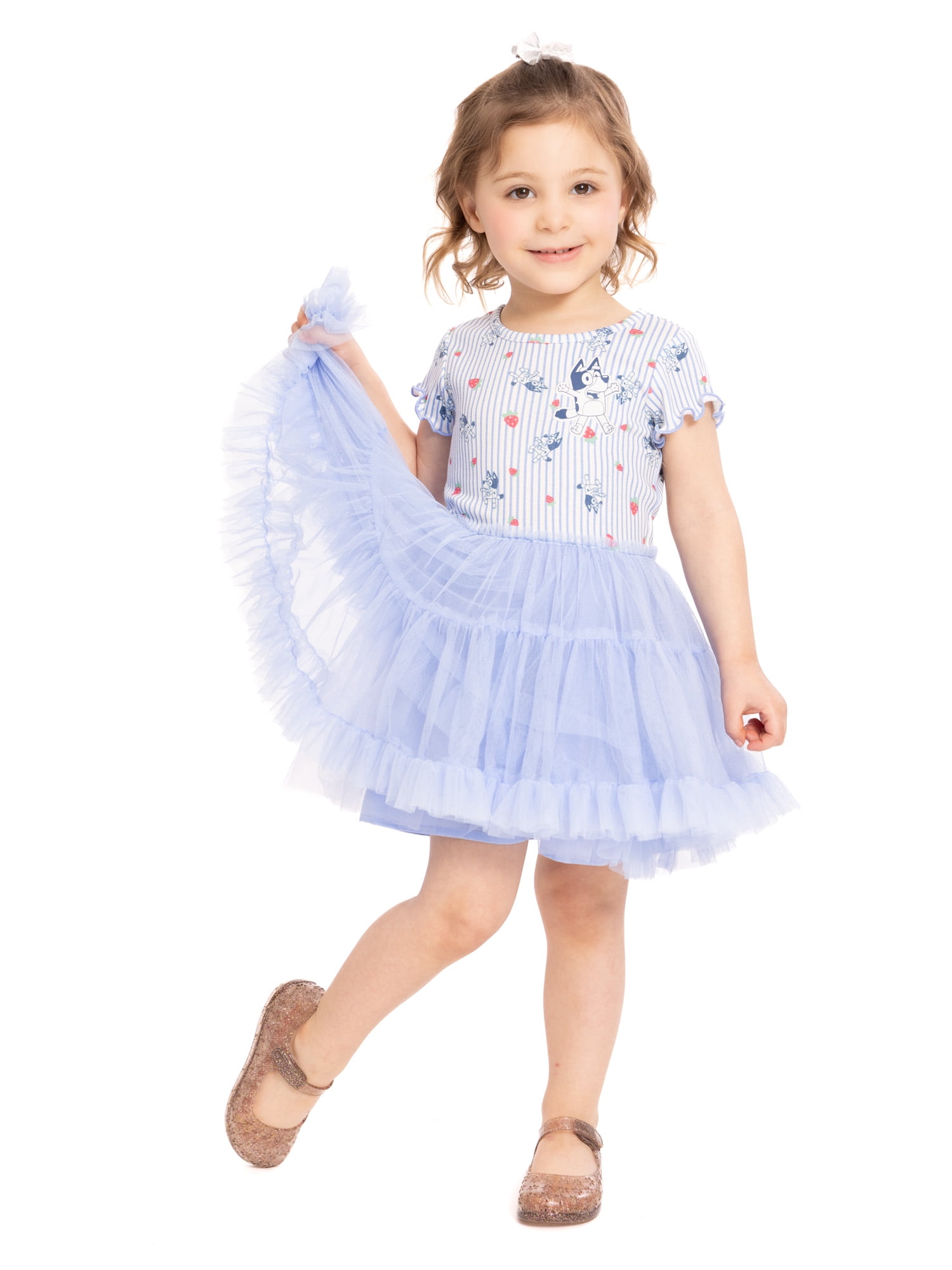 Bluey Toddler Girls Graphic Tutu Dress with Short Sleeves, Sizes 12M-5T