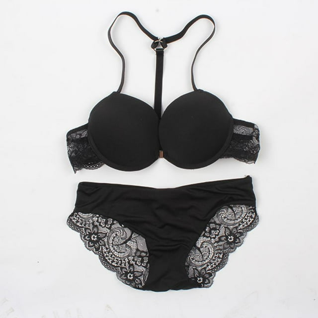 EIMELI Wuffmeow Womens Front Closure Lace Racer Back Racerback Push Up Bras Seamless Bra set