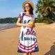 thumbnail image 4 of Balery God Bless America Patriotic Star Vestidos sueltos de manga corta para mujer, vestidos de verano 2025, vestidos casuales de corte A con vuelo., 4 of 6