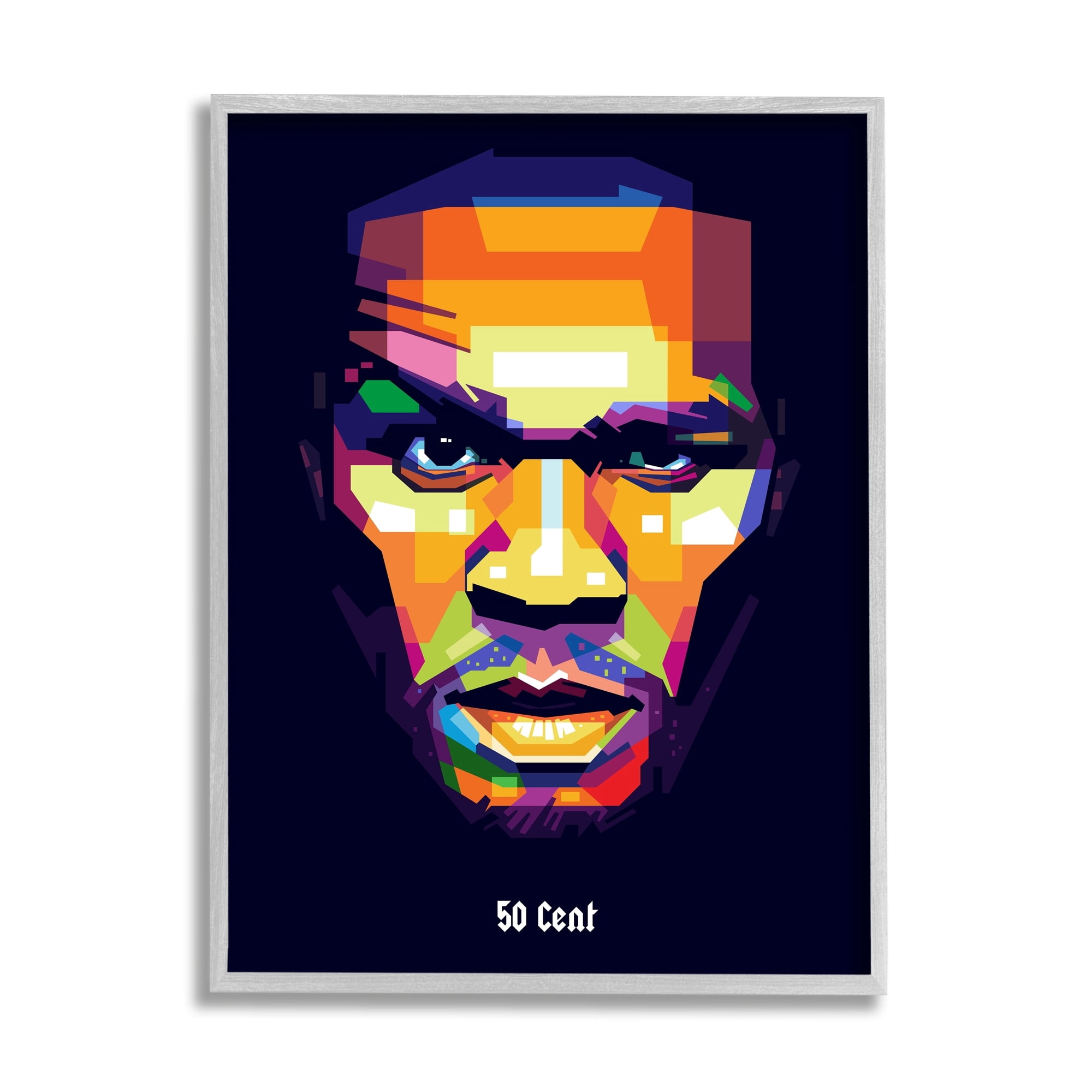 Stupell Industries 50 Cent Modern Geometric Portrait Abstract Shapes, 24 x 30, Design by Birch&Ink