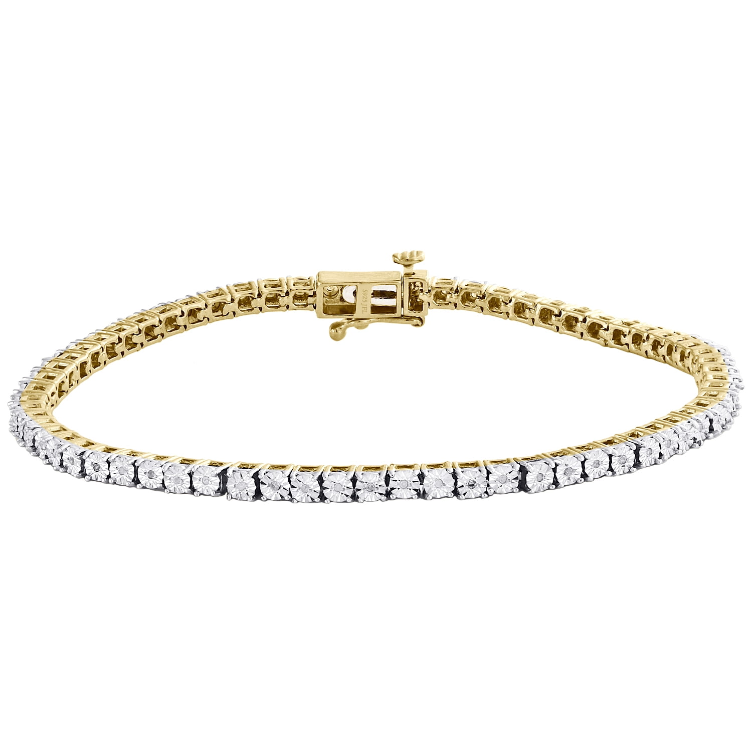 1 Row Sterling Silver Round Diamond 3.25mm Miracle Plate Tennis