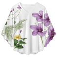 thumbnail image 4 of Elegant Floral Watercolor Painting Women's V-Neck Blouse With 3/4 Ruffled Bell Sleeves Casual Top Ladies Blouses, 4 of 7