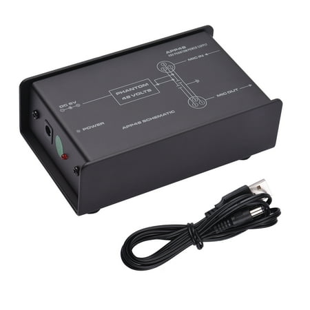 ammoon 48V Low Noise Phantom Power Supply for Condenser Microphone DC5V Phantom Power Box with XLR Input & Output Connectors Pro Audio And Accessories for Studio Music Recording