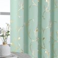 thumbnail image 5 of Blackout Curtains 72 Inches Long, Gold Foil Print Pattern Room Darkening Curtain, Living Room Curtains & Drapes, Thermal Insulated Window Panel Set, 52 x 72 Inch, Aqua, 5 of 7