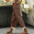 thumbnail image 2 of ZQUUVOU Women's Capris Pants Cotton Linen Solid Color Waist Elastic Drawstring Pants with Pocket (Brown,S), 2 of 7