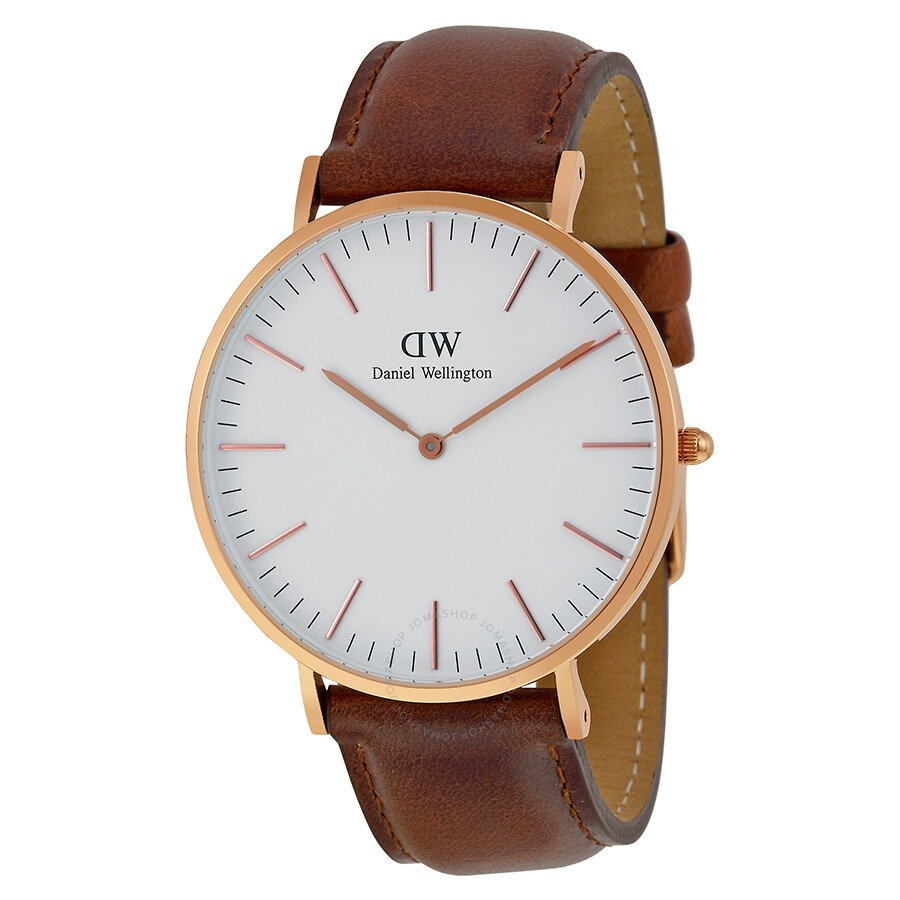 Daniel Wellington Classic St Mawes White Dial Leather Strap Men's Watch 0106DW