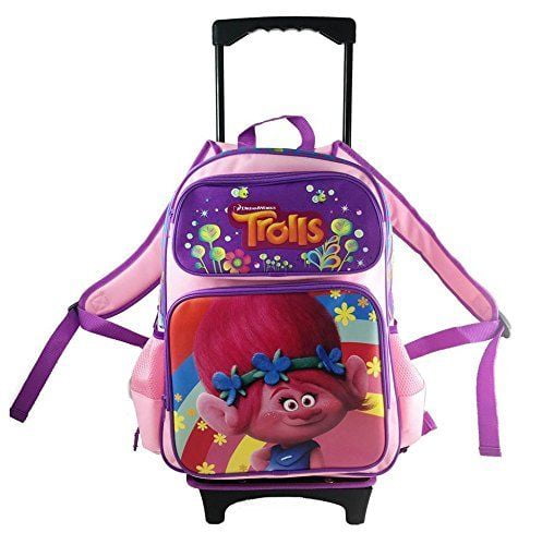 Dreamworks Trolls Poppy 18/" Rolling School Backpack NEW
