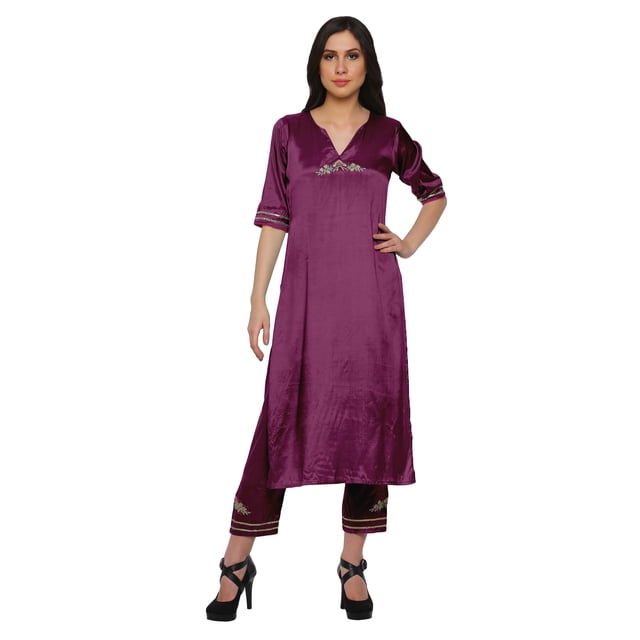 Moomaya Vêtements Indiens Traditionnels pour Femmes Kurta en Viscose Robe de Soirée