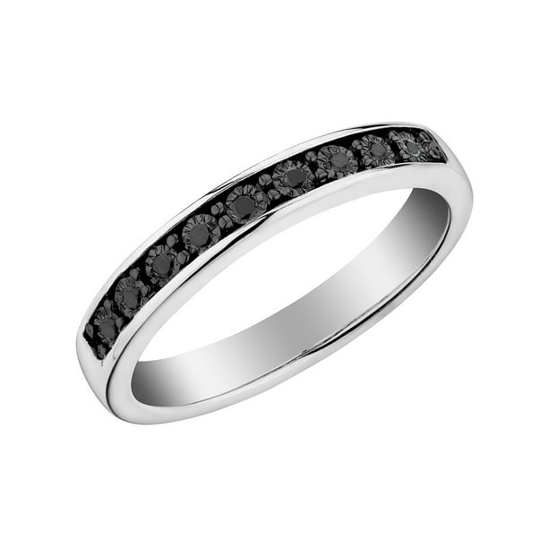 Gem And Harmony - Black Diamond Stackable Ring in Sterling Silver