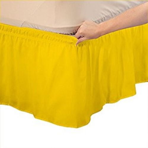 Full Yellow Elastic Wrap Around Dust Ruffled Bed Skirt Bedding Bed