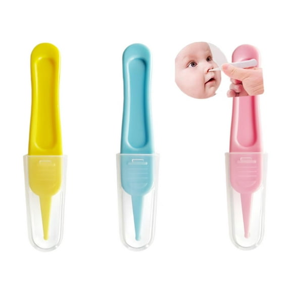 Baby Nasal Tweezers Pack of 3, Baby Nose Cleaning Tweezers, Round-Head Baby Nose booger Picker Ear Cleaner Clip Tool, Ear Wax Remover for Baby Care